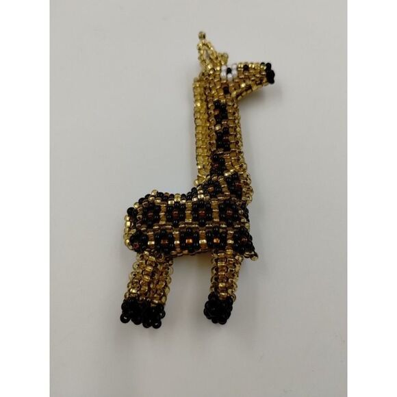 GIRAFFE Pendant Necklace Black Gold Tone 3" Womens Fashion Jewelry - Picture 4 of 4